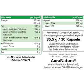 aura natura Fermentura OmegaPur Hochdosierte Omega 3 Kapseln 30 St.