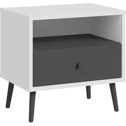 Nachtkommode FORTE "Harllson EasyKlix by Forte", weiß (weiß, uni wolfram grau), B:59,8cm H:57,7cm T:41,5cm, FSC-zertifizierter Holzwerkstoff, Sideboards, Montage von Korpus ohne Werkzeug oder Schrauben