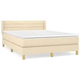 vidaXL Boxspringbett mit Matratze Creme 140x200 cm Stoff