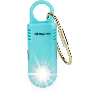 135 dB wiederaufladbarer Personalalarm mit ultraheller Taschenlampe. Rutschfester Schlüsselanhänger-Notfallsirene für Frauen. SOS-Mutual-Paging-Alarm & Bärenabwehr beim Wandern Aqua