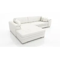 Fun Möbel Couchgarnitur SARRA Weiss mit Schlaffunktion Ottomane Links