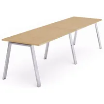 Rocada Mehrfacharbeitstisch Blanca BxTxH 320x80x73cm Gestell verchromt Platte Melamin buche