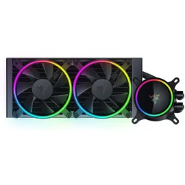 Razer Hanbo Chroma RGB - CPU Flüssig-Kühler mit AIO Liquid Cooler 2x 240mm Lüfter (9-pin Anschluß, Chroma RGB Lüfter, aRGB Pump Cap) Schwarz