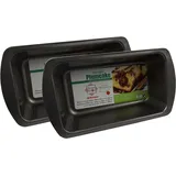 Provance 2er Set Brot- und Kuchenbackform hochwertige Kastenform Abmessungen 28 cm x 15 cm Flachboden Antihaftbeschichtung anthrazit rechteckig Brotbackform leicht zu reinigen
