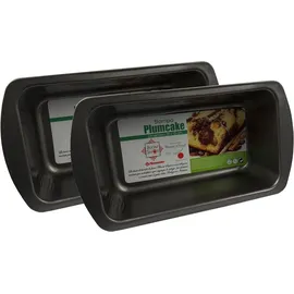 Provance 2er Set Brot- und Kuchenbackform hochwertige Kastenform Abmessungen 28 cm x 15 cm Flachboden Antihaftbeschichtung anthrazit rechteckig Brotbackform leicht zu reinigen
