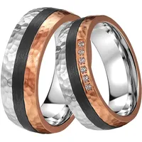 Trauring »Schmuck Geschenk Edelstahl Trauring Ehering Partnerring LIEBE«, wahlweise mit oder ohne Zirkonia, 92896545-68 edelstahlfarben-roségoldfarben-schwarz ohne Zirkonia