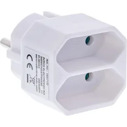 InLine Steckdosenadapter - Schutzkontakt Stecker an 2x Eurobuchse - weiß
