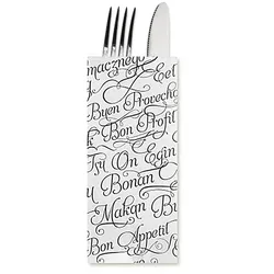 MONOUSO - PapierBesteckumschlag mit Servietten "Guten Appetit" 11x25cm (800 Stück)