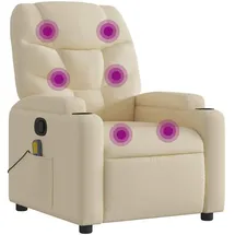 vidaXL Massagesessel Creme Polyester 89 x 100 x 0 cm Beige mit Fernbedienung