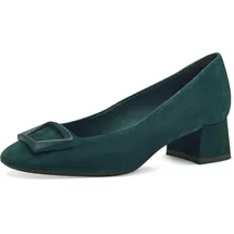 TAMARIS Damen Pumps Leder Blockabsatz bequem; Green Suede, EU 37