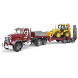 Bruder 02813 - MACK Granite LKW inkl. Tieflader und JCB Baggerlager 1:16