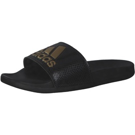 adidas Damen Adilette Comfort Slide Sandal, Core Black/Gold Metallic/Core Black, 36 2/3 EU - 36 2/3 EU