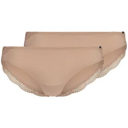 SKINY Damen Slips, 2er Pack - Rio Slip DP, Classic Cotton, Spitze, Baumwoll-Stretch Beige XL