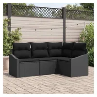vidaXL Gartensofa-Set Loungesofa schwarz