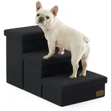 COZY KISS Hundetreppe für Kleine Hunde mit Stauraum, Breite Haustiertreppe Faltbare für Bett und Couch, Hunderampe mit Rutschfestem Boden, Lecksichere (Schwarz, 43x72x42.5cm, 3)