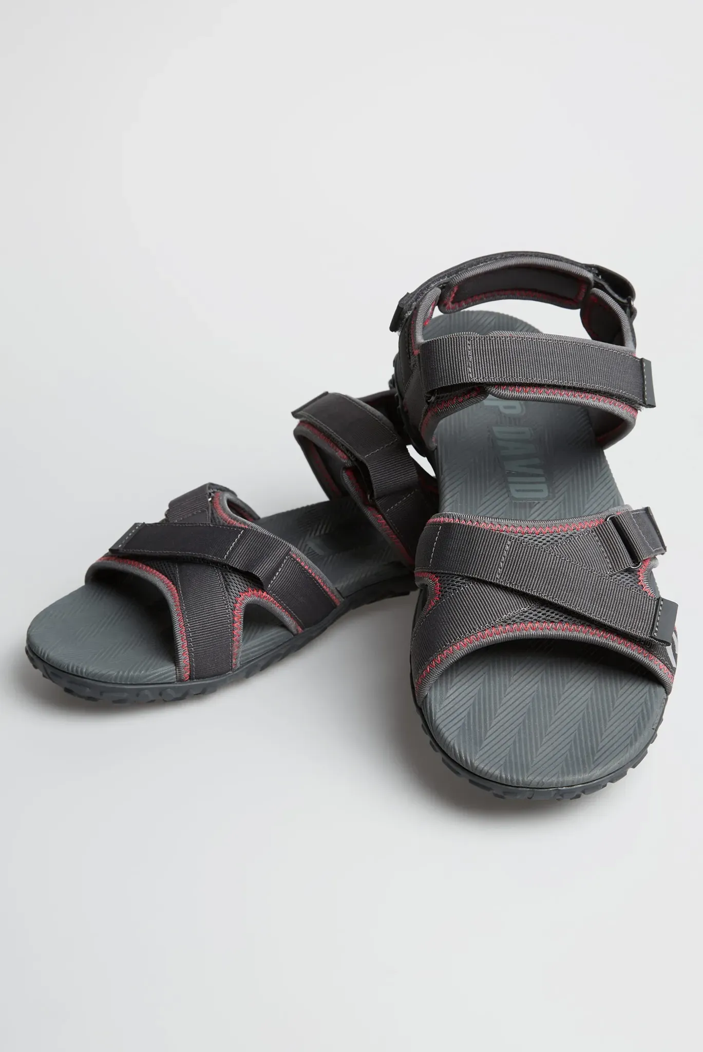 Sandale CAMP DAVID, Herren, Gr. 43, asphalt gray, Synthetik, Textil, bestickt, Schuhe Sandale, mit Klettverschluss