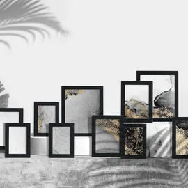 Relaxdays Bilderrahmen 10er Set, Schwarz
