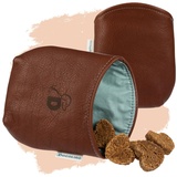 Pantolinos DOGOLINO® Leckerli-Beutel für Hunde aus Leder - Leckerlitasche - Futterbeutel für Hundetraining - Kleiderschutztasche - Snackbeutel zum Gassi gehen (Braun, Basic)