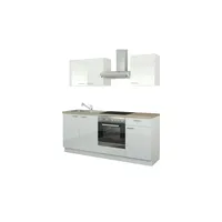 Küchenzeile mit Elektrogeräten  Binz , weiß , Maße (cm): B: 200