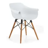 Niehoff Tulip Schalensessel, Sitzschale white, Gestell Eiche mit Metallstrebe schwarz