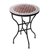 Marokkanischer Mosaiktisch Marrakesch Bordeaux-Weiss Ø60 cm - Handarbeit