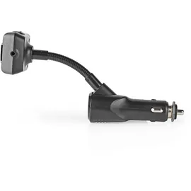 Nedis Audio Transmitter - Bluetooth 5.0 UKW-Sender für Playlists - Freisprechfunktion - 2 USB-Ladeanschlüsse (3.0A, 2.4A) - Flexibler Schwanenhals - LED-Display