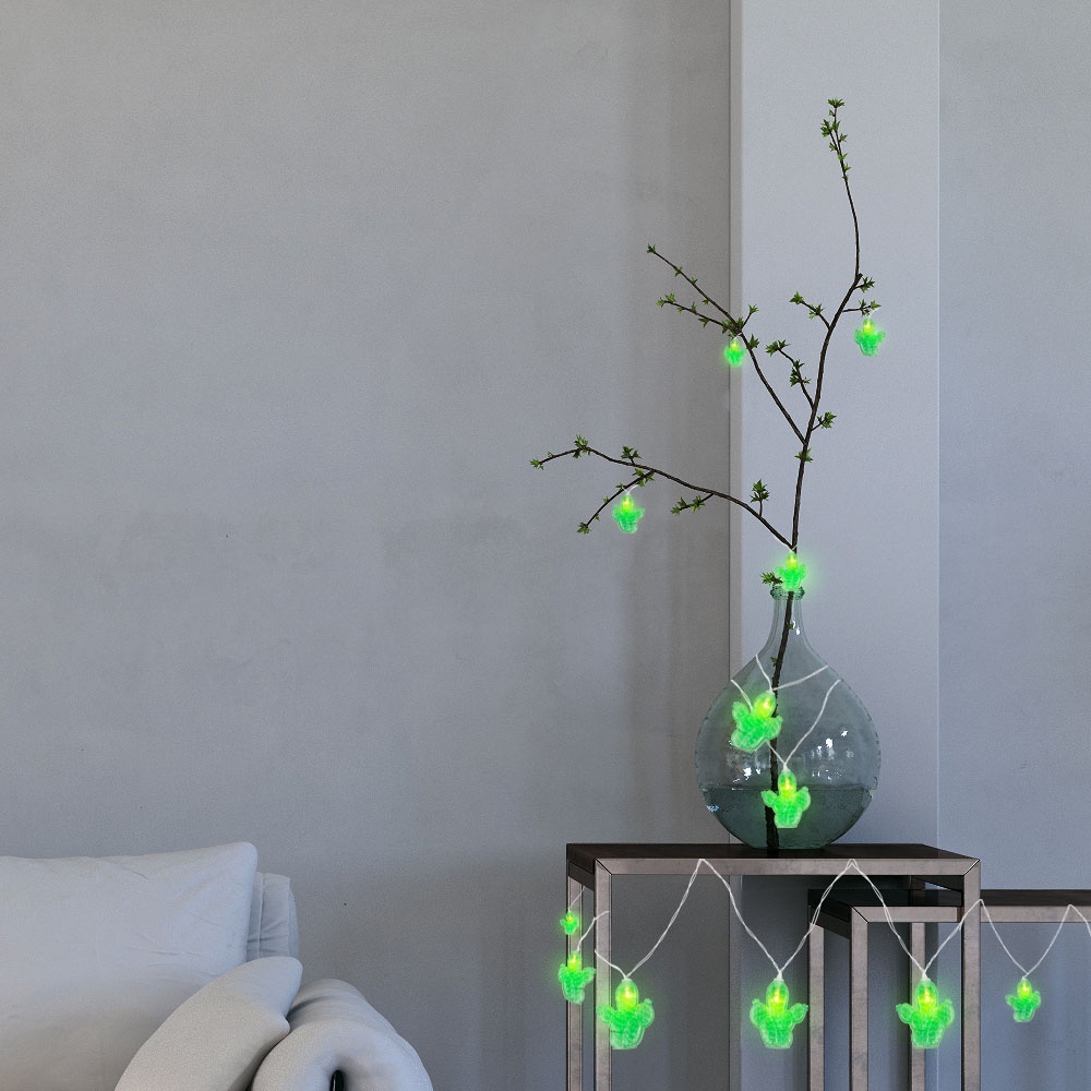 Lichterkette Kaktus grün Lichterkette Wohnzimmer Dekoleuchte Kaktus, 10x LED 0,06 Watt, L 185 cm