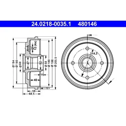 ATE 24.0218-0035.1 Bremstrommel