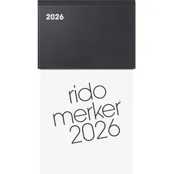 Rido Tischkalender Merker 10,8x20,1cm Kunststoff-Einband schwarz 2026