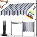 tillvex Klemmmarkise mit Handkurbel Balkon | Balkonmarkise ohne Bohren | Markise UV-beständig & höhenverstellbar | Sonnenschutz Terrasse & Garten wasserdicht (Blau-Grau, 400cm)