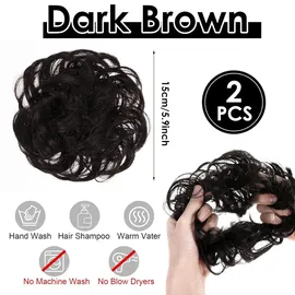 luxuskollektion 2er Set Echthaar Haargummi Dutt Gelockt