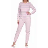 NORMANN CARE Pflegeoverall Langarm gestreift rosa L