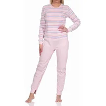 NORMANN CARE Pflegeoverall Langarm gestreift rosa L