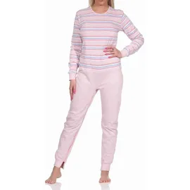 NORMANN CARE Pflegeoverall Langarm gestreift rosa L