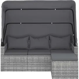 vidaXL Polyrattan Loungesofa grau 362335