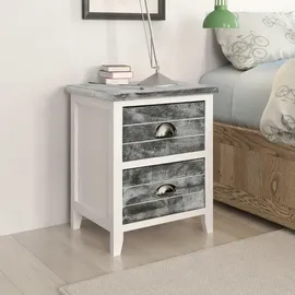 vidaXL Nachtschrank 2-teilig 5300 x 28 x 4360 cm Grau/Weiß