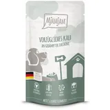 MjAMjAM - Premium Nassfutter für Hunde - Quetschie - vorzügliches Kalb an gedämpfter Zucchini, 1er Pack (1 x 125g), getreidefrei mit extra viel Fleisch