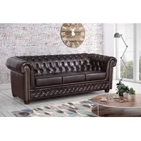 Küchen-Preisbombe Edles Chesterfield Sofa 3 Sitzer in Kunstleder Vintage braun Couch Polstersofa