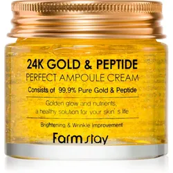 Farmstay 24K Gold & Peptide Perfect Ampoule Cream Feuchtigkeitscreme gegen Hautalterung 80 ml