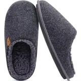 KuaiLu Herren Filz Hausschuhe Warme Flauschig Plüsch Schlafzimmer Pantoffeln Männer Rückstellschaum Leicht Slippers Rutschfeste Sohlen im Herbst und Winter für Drinnen und Draussen Grau 47 - 47 EU