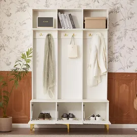 stilvora Garderobe-Set Sitzbank 120x191,5x40 Weiß