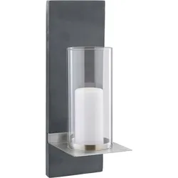 Wandkerzenhalter BLOMUS "FINCA", silber (schwarz, silber), B:13cm H:35cm T:15cm, Glas, Edelstahl, Kerzenhalter, Geschenkartikel, Kerzen-Wandleuchter, Kerzenhalter, Kerzenleuchter hängend, Wanddeko