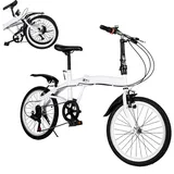 lunicasha Bazargame 20 Zoll Faltrad Klappfahrrad 7 Gang Camping City Bike Weiß