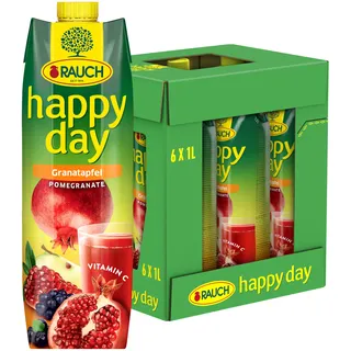 Rauch Happy Day Granatapfel | unverwechselbarer Geschmack | kombiniert mit Apfel, Holunder und Aroniabeere | 6x 1l Tetra Prisma