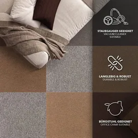 Karat Teppichfliesen Moscow Selbstliegend 50 x 50 cm Beige