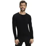 Falke Herren Baselayer-Shirt Wool-Tech Round Neck M L/S SH Wolle schnelltrocknend 1 Stück, Schwarz (Black 3000), L