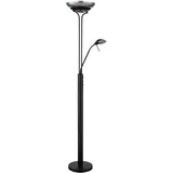 GLOBO LED Deckenfluter mit Lesespot schwarz Stehleuchte Glas rauch Standlampe Flexo, Metall, 20W 1890Lm warmweiß, H 180 cm