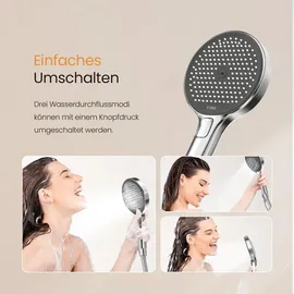 EMKE Duschsystem mit Thermostat Duschset Duschsäuleset mit 40cm Thermostatische Platte, Brausestange, Handbrause mit 4 Strahlstärken,Regendusche mit Armatur, Anthrazit Matt