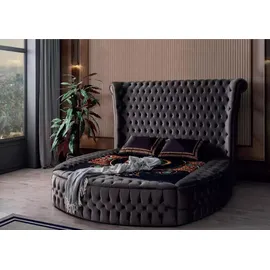 aea Bett Chesterfield Polsterbett Luxus Schlafzimmer Design Betten Textil Samt Neu - Schwarz