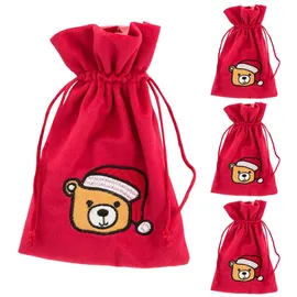 IDENA Geschenkpapier Idena Bundle Weihnachtssäckchen Teddy rot 13x18cm 4 Stück